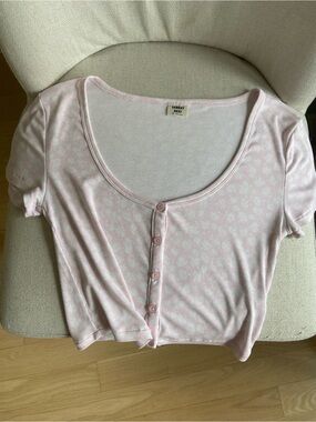 Aritzia Sunday Best Holly Ribbed Top Pink Floral size Small